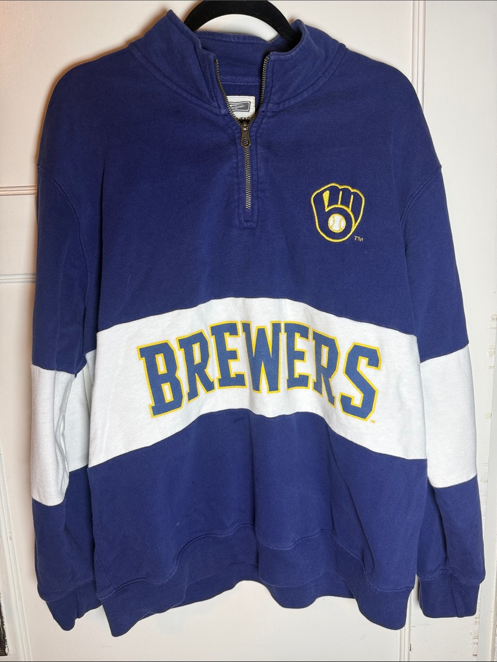 Milwaukee Brewers Vintage Vibe Navy Half-Zip Pullover Sweatshirt